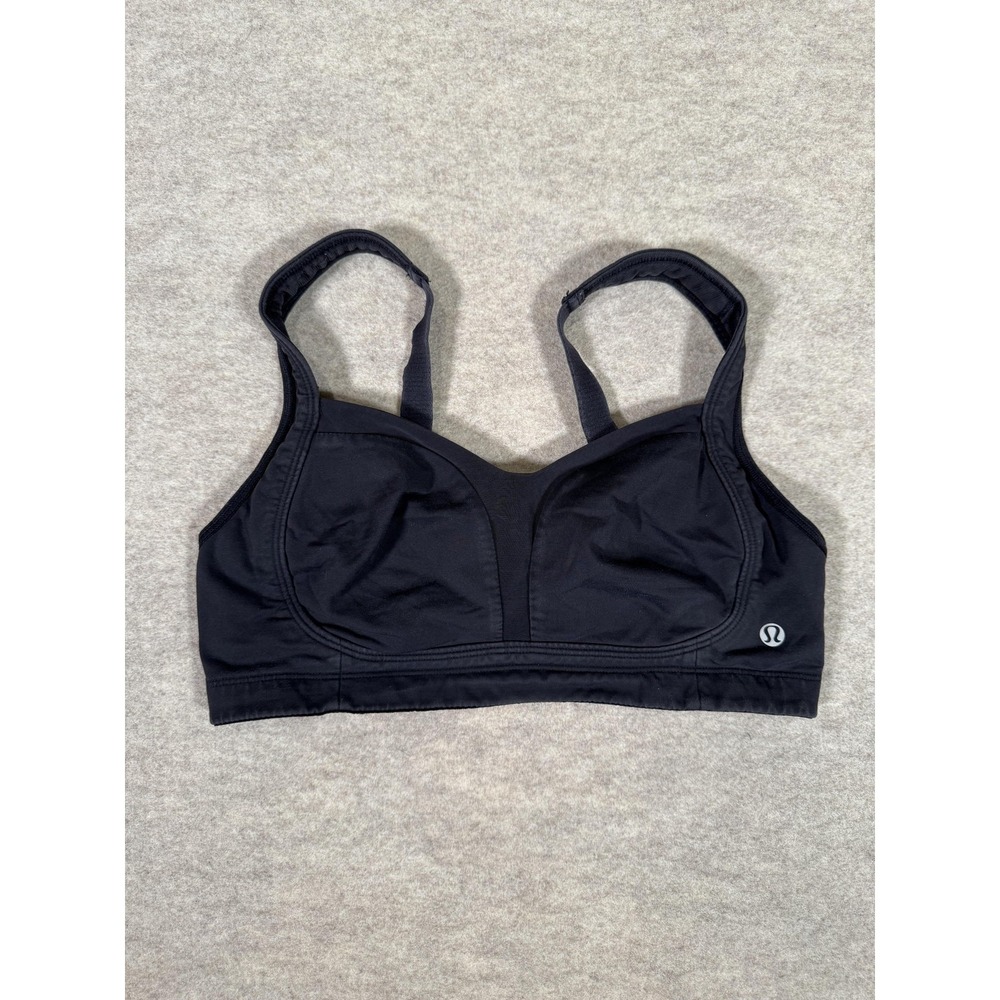 Lululemon Sports Bra Womens 34 Black Adjustable Straps Hook & Eye Yoga Running